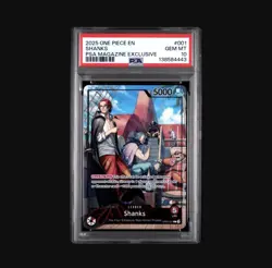 2025 ONE PIECE PROMOS PSA MAGAZINE EXCLUSIVE #001 SHANKS PSA 10 - Image 1
