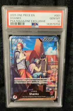2025 ONE PIECE PROMOS PSA 10 MAGAZINE EXCLUSIVE SHANKS 001 - Image 1