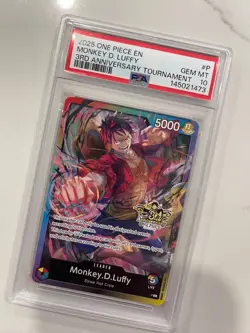 One Piece PSA 10 Monkey D Luffy 3rd Anniversary Tournament leader #P card Bandai - Image 2