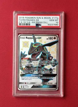 2018 POKEMON SUN & MOON CELESTIAL STORM #177A FULL ART/RAYQUAZA GX PSA 10 - Image 1
