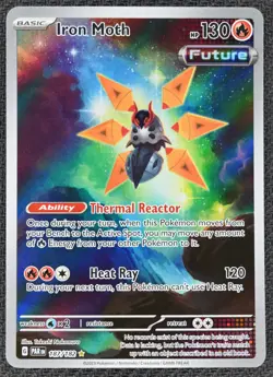 2023 Pokemon Paradox Rift IRON MOTH Illustration Rare 187/182 Full Art Holo - Image 1
