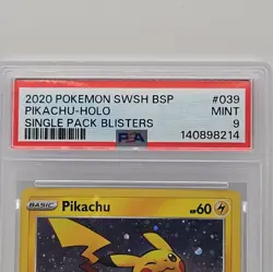 Pokemon Pikachu SWSH039 SWSH Promo Holo PSA 9 60HP 2020 English Ariga - Image 3