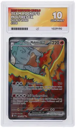Pokemon TCG Team Rocket's Moltres EX 208/182 Stamped Ace 10 Perfect Subs - Image 1