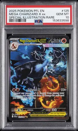2025 POKEMON PFL EN-PHANTASMAL FLAMES #125 MEGA CHARIZARD X EX PSA 10 - Image 1