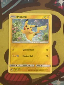 Pokemon Pikachu 19/68 - Reverse Holo - SM Hidden Fates - Excellent - Image 1