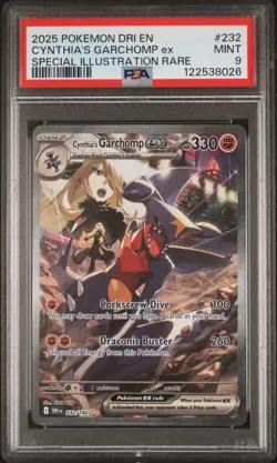 2025 POKEMON DRI EN-DESTINED RIVALS #232 CYNTHIA'S GARCHOMP EX PSA 9 - Image 1