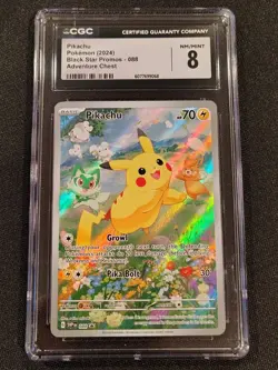 Pikachu #088 2024 Black Star Promos Pokemon Adventure Chest CGC NM/Mint 8 - Image 1
