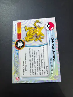 Topps Pokemon Kadabra 64 Series 1 Card Blue Topps Trading Card Vintage - Image 3