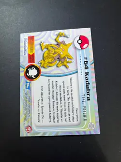 Topps Pokemon Kadabra 64 Series 1 Card Blue Topps Trading Card Vintage - Image 4