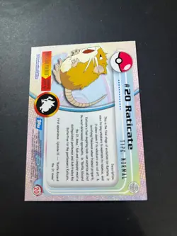 Topps Pokemon Raticate 20 Series 1 Card Blue Topps Trading Card Vintage - Image 3
