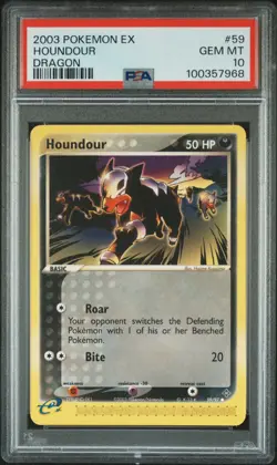 2003 Pokemon EX Dragon #59 Houndour Non Holo PSA 10 Card GEM MINT - Image 1