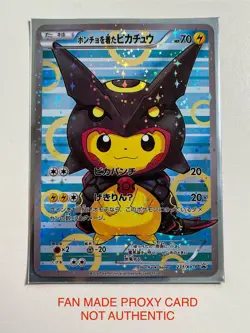 Poncho-Wearing Rayquaza Pikachu 231/XY-P Full Art Japanese CUST0M Fan Card ACG - Image 1