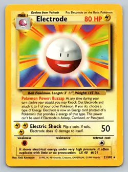 Electrode 21/102 Base Set Non Holo Rare Pokemon Card TCG MP - Image 1