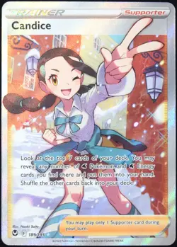 Pokemon TCG Candice 189/195 2022 Silver Tempest Ultra Rare Card - LP - Image 1