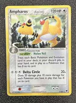 Pokemon - Ampharos 1/101 Holo, EX Dragon Frontiers - Image 1
