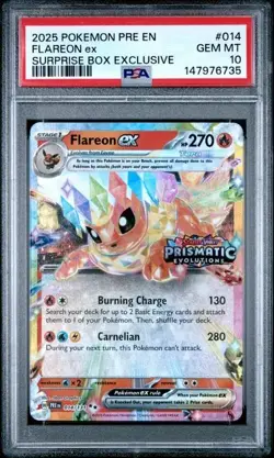 PSA 10 - 2025 Pokemon Prismatic Suprise Stamped FLAREON EX #014 (6735) - Image 1