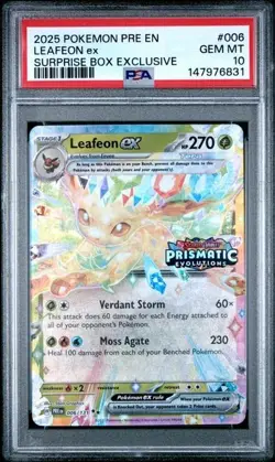 PSA 10 - 2025 Pokemon Prismatic Suprise Stamped LEAFEON EX 006 (6831) - Image 1