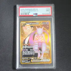 Pokemon Team Rocket's Mewtwo ex Destined Rivals Hyper Rare Holo 240/182 PSA9 - Image 1
