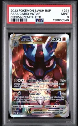 2023 POKEMON SWSH BLACK STAR PROMO #291 FULL ART/LUCARIO VSTAR PSA 9 - Image 1