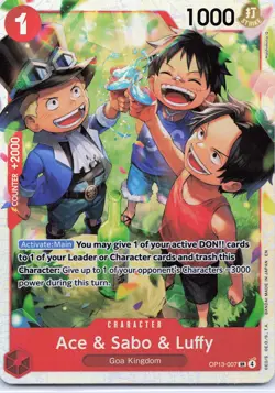 ONE PIECE Ace & Sabo & Luffy #OP13-007 Foil Carrying On His Will NM - Image 1