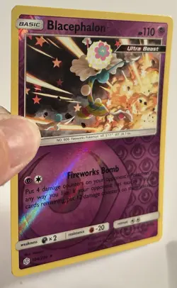 POKEMON BLACEPHALON 104/236 RARE REVERSE HOLOFOIL COSMIC ECLIPSE LP CARD - Image 2