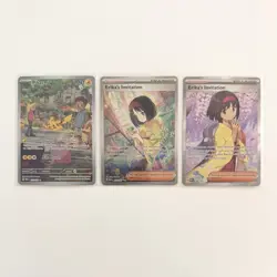 Pokemon TCG SV151 Pikachu IR & Erika’s Invitation SIR/FA 3 Card Lot NM/Mint - Image 1