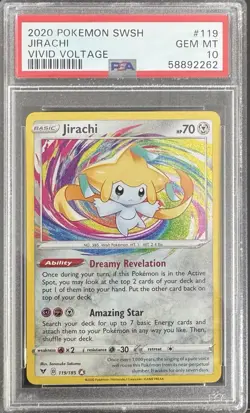 Pokemon Jirachi Holo TCG Card Vivid Voltage 119/185 PSA 10 Amazing Rare - Image 1