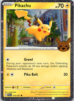 Pokemon Pikachu - 018/091 18 Trick or Trade BOOster 2024 Holo Rare Holo NM TCG - Image 1