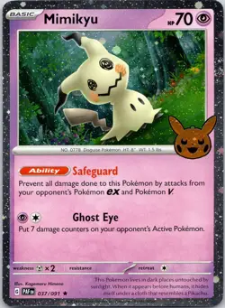 Pokemon Mimikyu - 037/091 37 Trick or Trade BOOster 2024 Holo Rare Holo NM (2) - Image 1