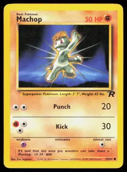 MACHOP 59/82 VINTAGE COMMON TEAM ROCKET POKEMON LP - Image 1