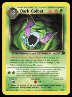 DARK GOLBAT 24/82 VINTAGE RARE TEAM ROCKET POKEMON - Image 1