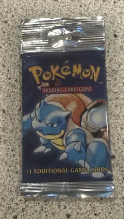Pokemon Base Set Booster Pack Unlimited Blastoise Art WOTC TCG Vintage Sealed - Image 1