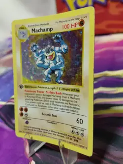 Pokemon TCG 1st Edition Shadowless Machamp Holo Rare Card 8/102 MP/HP Vintage🔥 - Image 2