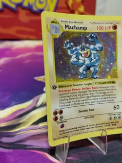 Pokemon TCG 1st Edition Shadowless Machamp Holo Rare Card 8/102 MP/HP Vintage🔥 - Image 3