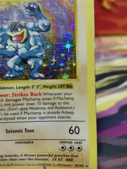 Pokemon TCG 1st Edition Shadowless Machamp Holo Rare Card 8/102 MP/HP Vintage🔥 - Image 5