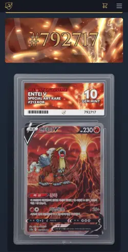 Pokemon TCG Entei V SAR 213/172 Korean S12a VSTAR Universe Ace 10 Perfect Subs - Image 1