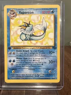 Vaporeon 28/64 Jungle 1st Edition 1999 Rare Vintage Non-Holo Pokemon - Image 1