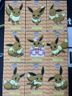 Set Of 9 Let's Go Eevee Database Peru Eevee Holo Eeveelutions Pokemon - Image 1