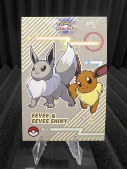 Eevee & Shiny Eevee - Cracked Ice Holo - Let's Go Eevee Database - Pokemon NM - Image 1