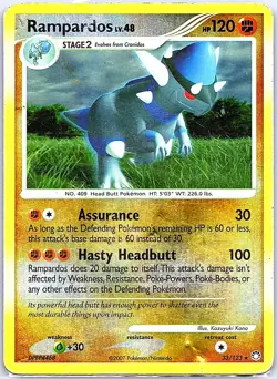 2007 POKEMON RAMPARDOS 33/123 MYSTERIOUS TREASURES HOLO RARE HP - Image 1
