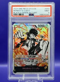 Monkey D Luffy ST13-003 Alt Art Leader Black & White PSA 9 English - Image 1