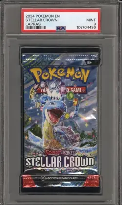 PSA 9 Mint 2024 Pokemon Scarlet & Violet Stellar Crown Lapras Foil Booster Pack - Image 1