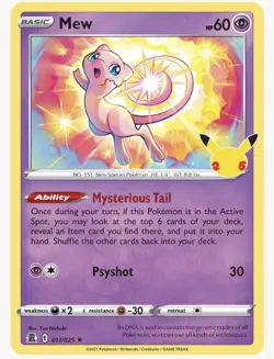 Pokemon 25th anniversary Mew 011/025 Celebrations Holo NM - Image 1