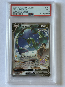 2021 Pokemon SWSH Evolving Skies - Rayquaza V #194 PSA 9 MINT - Image 1
