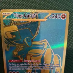 Pokemon TCG Scarlet & Violet Paldean Fates 244/091 Ting-Lu ex Hyper Rare Gold - Image 3