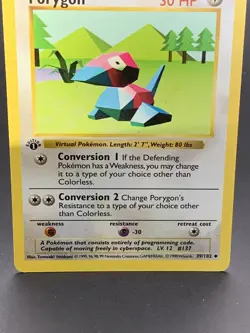 1999 Pokemon Base Set 1st Edition Shadowless Porygon 39/102 NM/MINT - Image 3