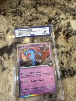 Pokemon Destined Rivals TCG Team Rockets Wobbuffet #082 Holo Trading Card - Image 1
