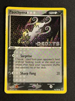 Pokemon TCG Poochyena EX Deoxys 70/107 Reverse Holo Common 2005 Nintendo - Image 1