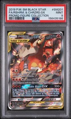 2019 POKEMON SM BLACK STAR PROMO #SM201 FA/RSHRM. & CHRZRD.GX PROMO PSA 9 (Q186 - Image 1