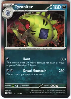 Tyranitar - 135/193 Pokemon SV02: Paldea Evolved Holo Rare NM - Image 1